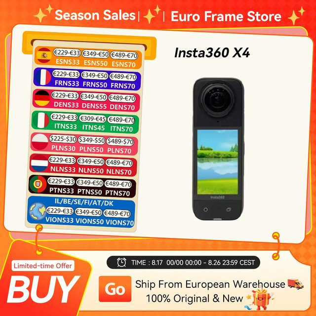 Insta360 X4 360 Grad Action-Kamera in Schwarz mit 8K-Videoauflösung und wasserdichtem Gehäuse - Bild 1