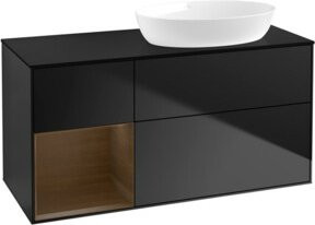 V&B Waschtischunterschrank Finion mit Wandbeleuchtung und Regal in Blau lackiert, Breite: 120 cm, Tiefe: 50,1 cm, Höhe: 50,1 cm - Bild 1