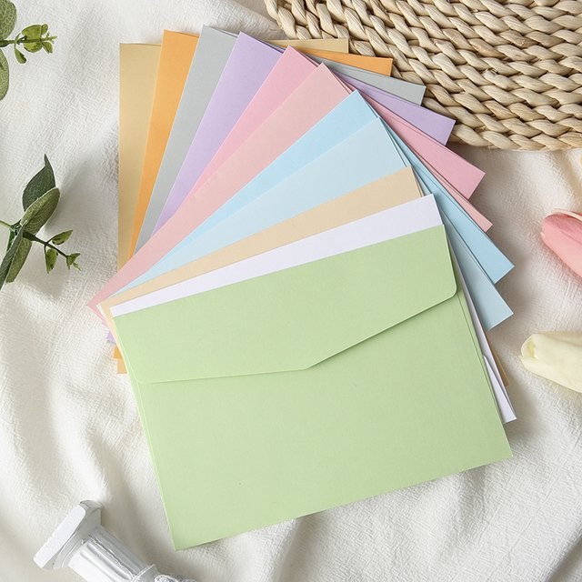 10 Stück selbstklebende Papierumschläge in Macaron-Morandi-Farben, blanko und mehrfarbig - Bild 1