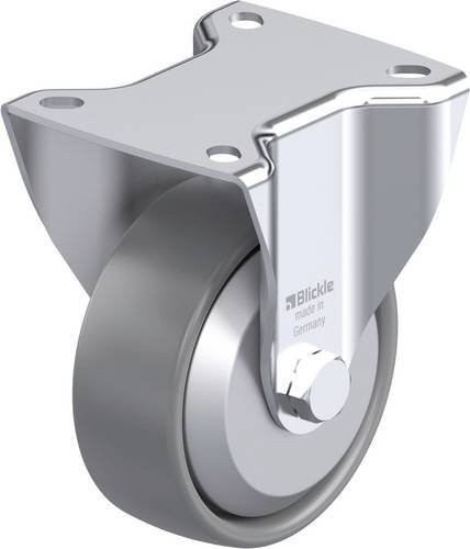 Blickle Stahlblech-Bockrolle BK-PO 100G-1-ELS-FA in Grau mit 100mm Rad-Durchmesser und 280kg Tragfähigkeit - Bild 1