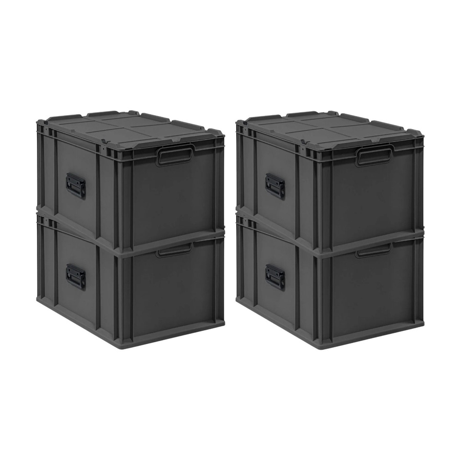 PROREGAL Supersparset 4x Eurobox Nextgen Portable Transportbehälter Schwarz, H x B x T: 33,5 x 40 x 60 cm, 65 Liter - Bild 2