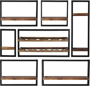 SIT Wandregal PANAMA mit 9 Fachböden aus Holz und Metall in Braun, B/T/H: 120 x 25 x 110 cm - Bild 1