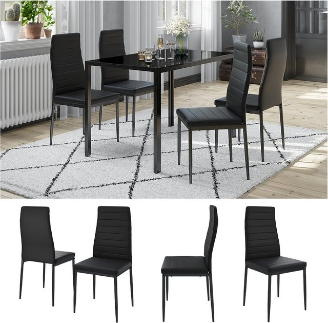 Vicco Esszimmerstuhl Grand Metall Schwarz, 4er-Set, moderner Hochlehner, B/T/H: 42,5 x 48 x 96 cm - Bild 1