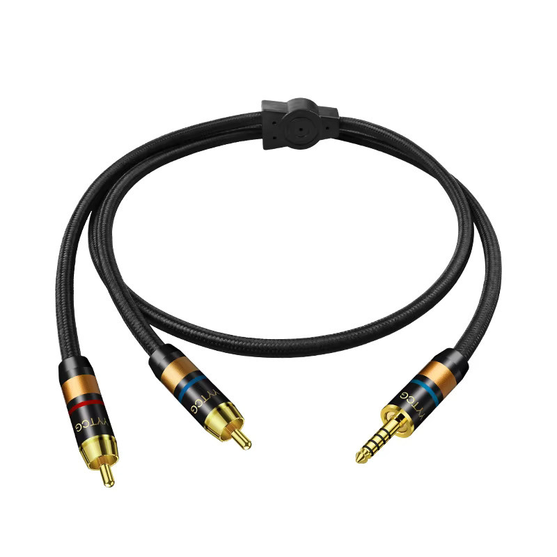 YYTCG Hi-End OFC Audiokabel Schwarz mit 4,4 mm Klinkenstecker auf 2 RCA Aux-Stecker zur Anti-Lärm- und Anti-Interferenz-Übertragung für Kopfhörer und Lautsprecher - Bild 5