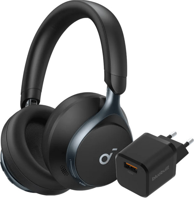 Soundcore Space One Kopfhörer Schwarz mit BlueBuilt Quick-Charge-Ladegerät USB-A 18 W - Bild 1