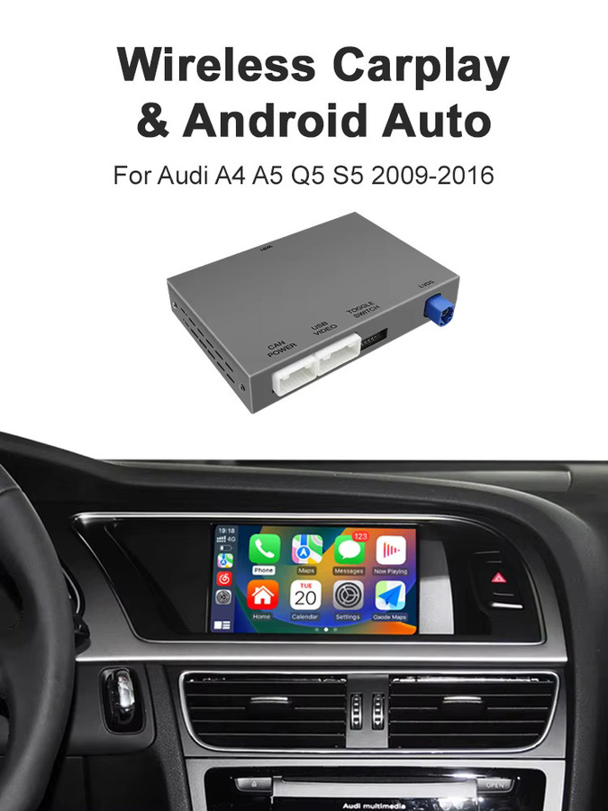 AUTOABC Drahtloser CarPlay und Android Auto Interface Adapter für Audi A4 B8, A5 und Q5 (2009-2016) mit Bluetooth und GPS für MMI 3G Version - Bild 5