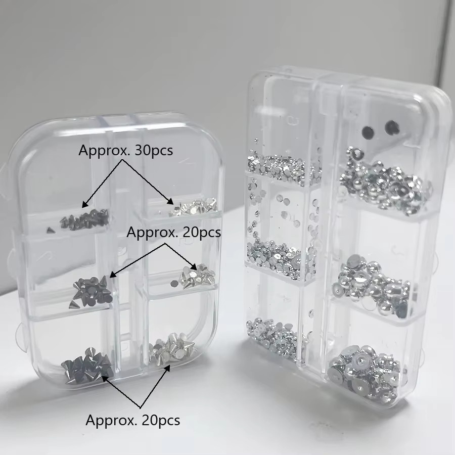 Art lalic Nagelschmuck Set, 3D Pyramide Ohrstecker, Schwarz Silbrig, Metall - Bild 3