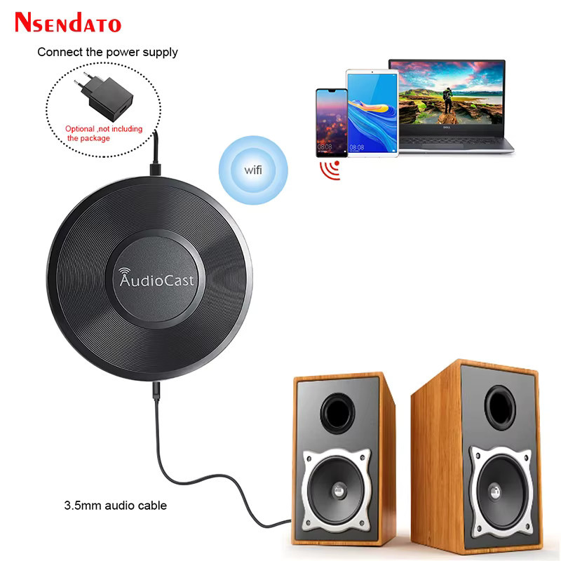 Nsendato M5 AudioCast Kabelloser Musik-Audio-Lautsprecher-Empfänger für Airplay und DLNA, WLAN Spotify Streamer, Schwarz - Bild 4