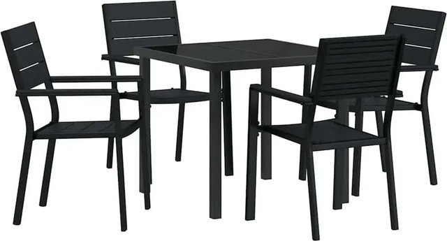 vidaXL Garten Essgruppe 5-teilig in Schwarz aus HDPE und Stahl mit Einscheibensicherheitsglas - Bild 1