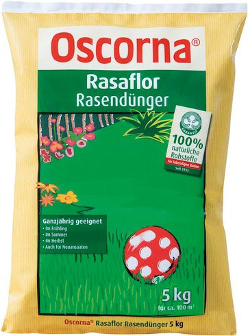 OSCORNA Rasaflor Rasendünger, 5 kg, für 100 m2, organisch, weiss - Bild 1