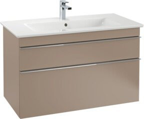 V&B Waschtischunterschrank Venticello in Taupe mit Chromgriffen, B/T/H: 75,3 x 50,2 x 50,2 cm - Bild 1
