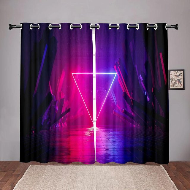 Verdunkelungsvorhang mit Neon-Design für Kinderzimmer, Wohnzimmer und Küche, Mehrfarbig, Breite: 55 cm, Höhe: 120 cm - Bild 1