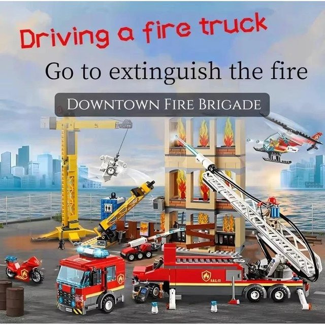 Binchi Keji Travel Leiter F Modelle City Serie Innenstadt Feuerwehr, Bausteine - Bild 1