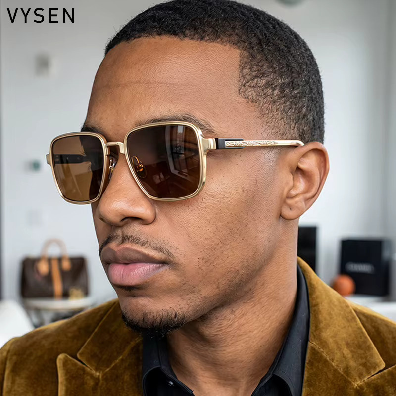 VYSEN Sonnenbrille, quadratisch, Metall, Vollrand, Gold, Herren - Bild 4