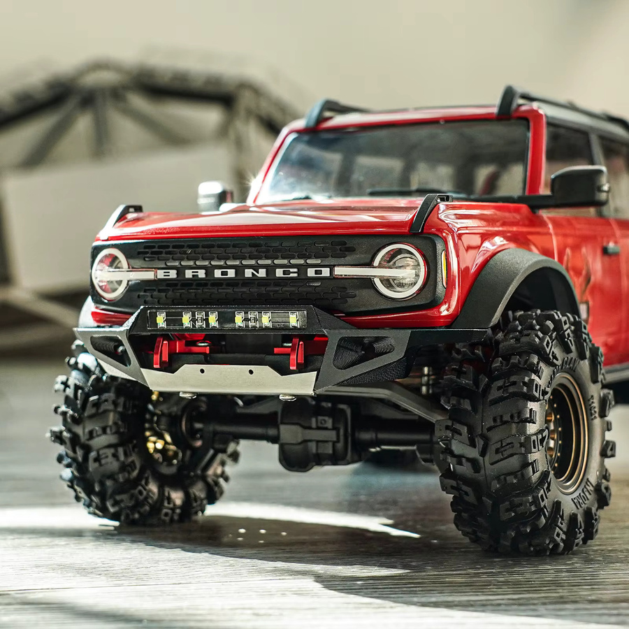 INJORA CNC Aluminium vorne hinten Stoßstange für 1/18 RC Crawler TRX4M Bronco Upgrade, Metall - Bild 3