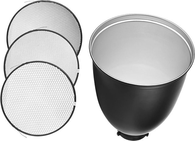 Andoer Bowens S-Typ Reflektor-Diffusor Lampenschirm mit 20 Grad 40 Grad und 60 Grad Wabengitter in Grau - Bild 1