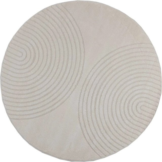 Runder Bereichsteppich vidaXL GALATI in Creme, modern und abstrakt, aus Polyester, Durchmesser: 200 cm - Bild 1