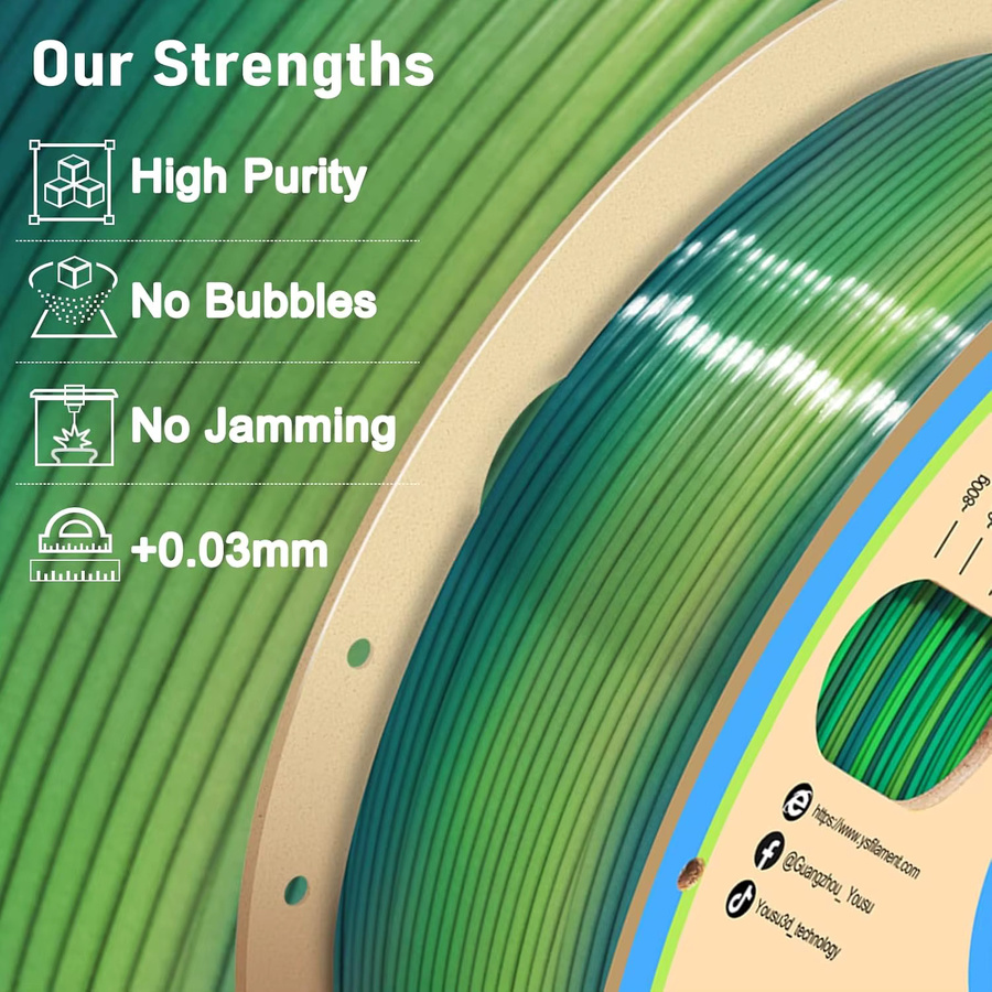 MANLANG PLA 3D-Drucker-Filament Bundle Regenbogenwald, mehrfarbiges Seiden-PLA für FDM, 250g - Bild 3