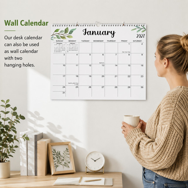 Großer Schreibtisch-Wandkalender Januar 2027 bis Juni 2028 in Weiß mit Spiralbindung und dickem Papier zur Organisation für Büro, Schule und Zuhause - Bild 1