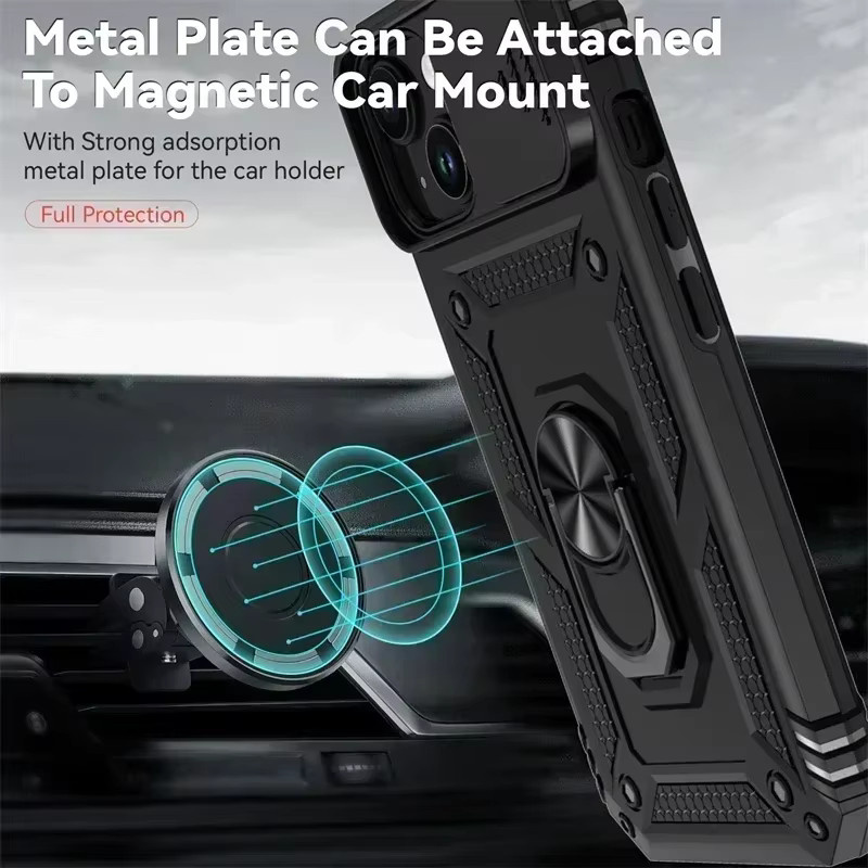 Heavy Duty Armor Schutzhülle mit Ständer für iPhone 15 Pro Max, iPhone 14, 13, 12, 11 Pro Max und Plus in Schwarz - Bild 3