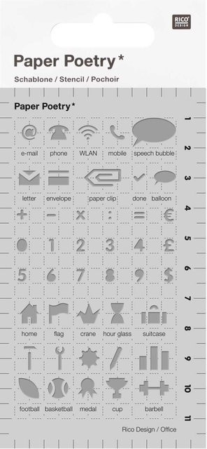 Rico Design Paper Poetry Bullet Diary Schablone aus transparentem Kunststoff, B: 7 cm, H: 12 cm - Bild 1