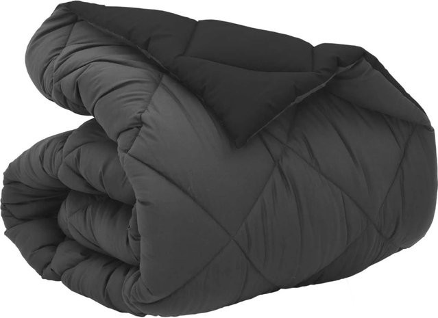 vidaXL Winterbettdecke aus Mikrofaser in Schwarz und Anthrazit, B/T: 155 x 220 cm - Bild 1