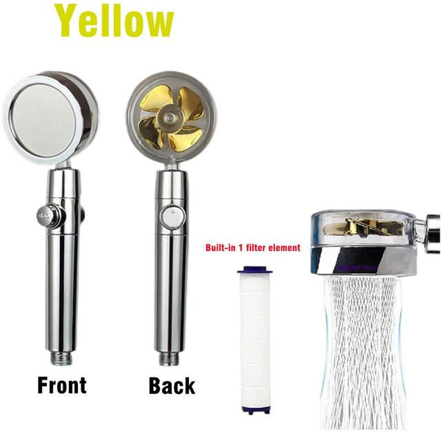 Yiran Furniture Turbo-Lüfter-Duschkopf mit 360-Grad-Drehung und Hochdruck-Wassersparspray in Gelb - Bild 1
