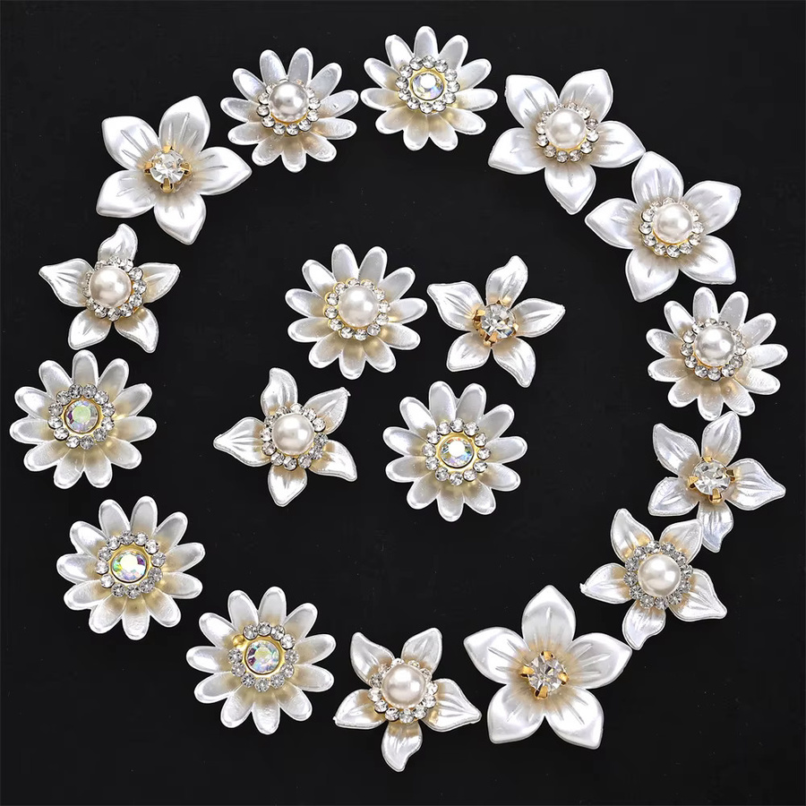 Blumen-Charms mit Imitationsperle, Strass, Perle, Kristall, Unisex - Bild 2