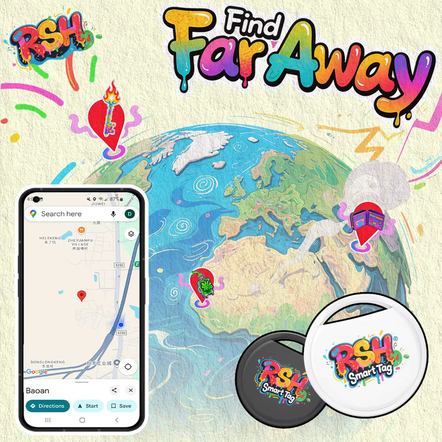 RSH Original Android GPS Tracker in Purple kompatibel mit Google Find My Device und Xiaomi Samsung Smart Tag für Wallet und Haustiere - Bild 4