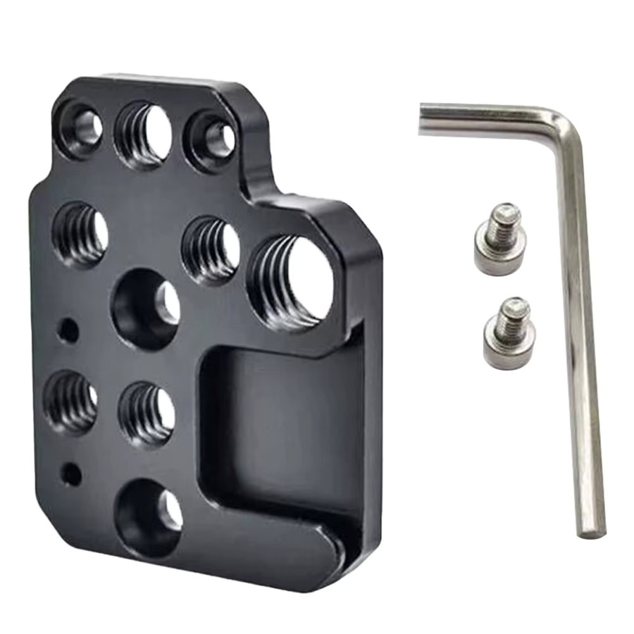 ALLOET Adapterplatte aus Aluminiumlegierung mit 1/4 und 3/8 Zoll Loch sowie Cold Shoe für DJI Ronin RS3, RS2, RSC2, SC und S Gimbal-Stabilisatoren in Schwarz - Bild 4