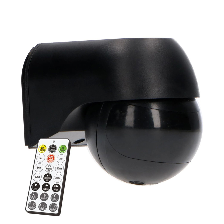 LEDs light Wandsensor mit PIR-Bewegungsmelder 180 Grad, IP54, Schwarz mit Fernbedienung - Bild 2