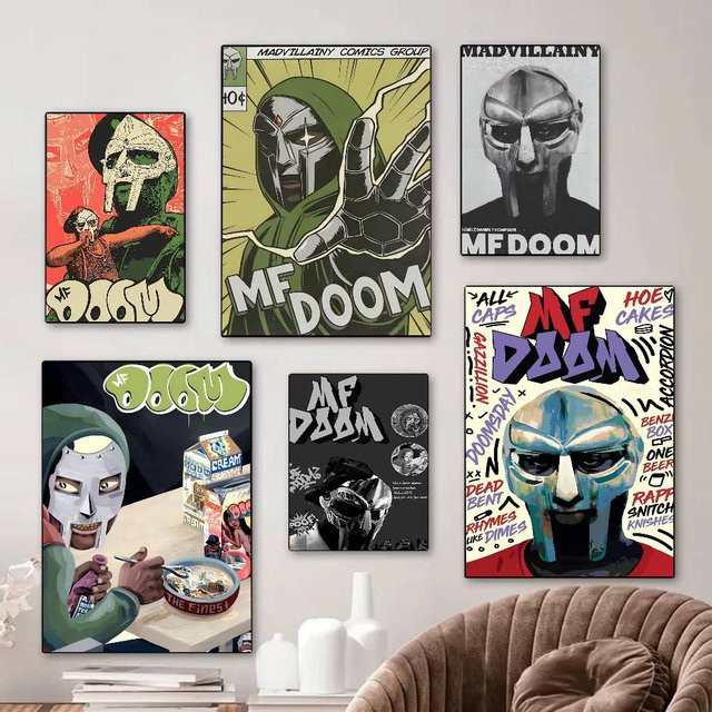 MF D-DOOM Musik-Pop-Album Vintage Poster in Whitepaper-Druck als dekoratives Kunstwerk für deine Raumgestaltung, Mehrfarbig - Bild 1