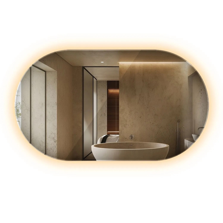 Wallfluent Beleuchteter Ovaler Spiegel mit LED-Licht in Warmweiß 3000K, Breite: 46 cm, Höhe: 80 cm - Bild 2