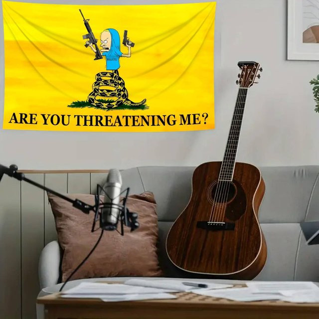 VIKAMA Wandteppich mit lustigem Cartoon-Schlangen-Motiv Are You Threatening Me in Gelb, Breite: 60 cm, Höhe: 60 cm - Bild 1