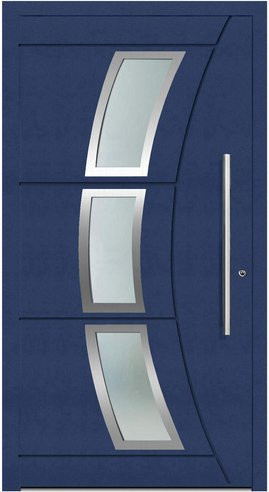KNOCK Aluminium-Haustür Terra Nova in Stahlblau mit Glaseinsatz und RC2-Schutz, Höhe: 210,0 cm, Breite: 100,0 cm - Bild 1