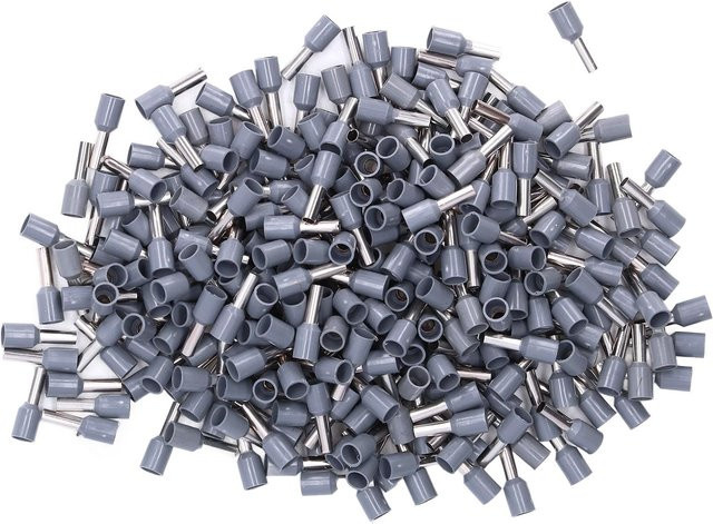 1000 Stück Isolierte Aderendhülsen Set in Grau aus Kunststoff für elektrische Stift-Crimpanschlüsse 12 AWG E4009 - Bild 1