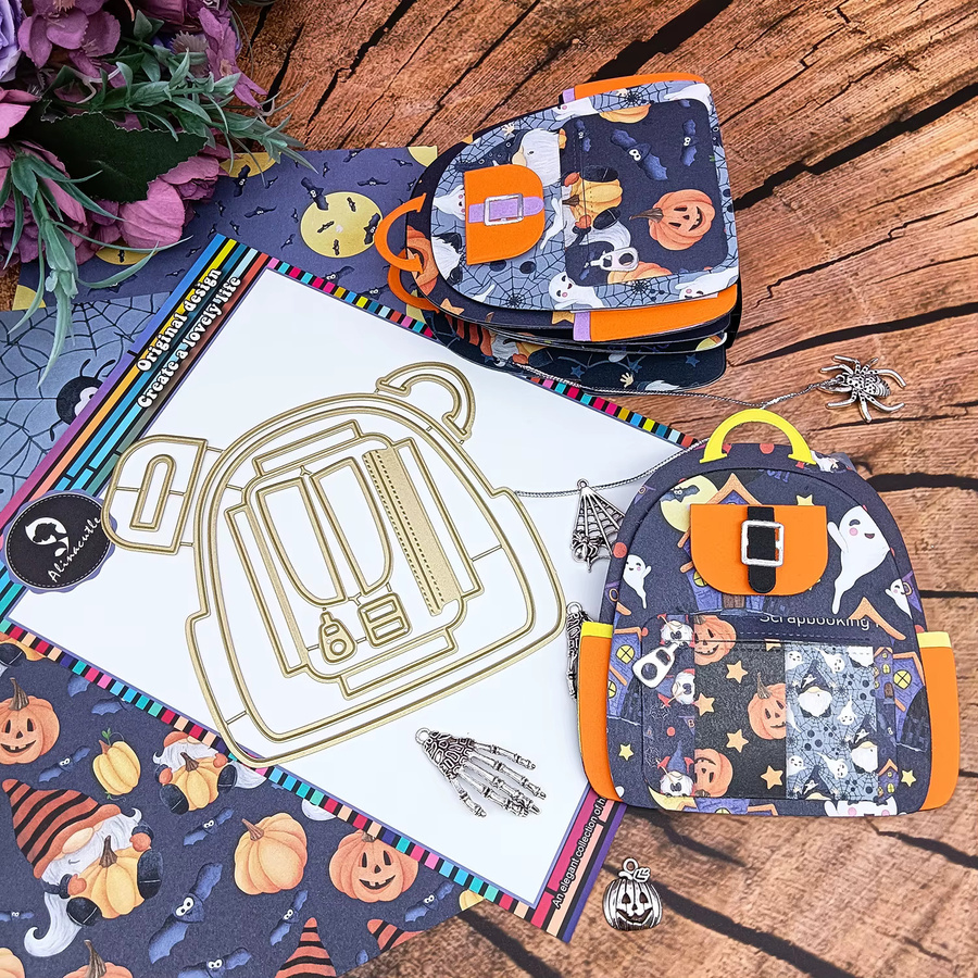 Alinacutle Metall-Stanzer Rucksack-Motiv in Gold für DIY-Grußkarten und Bastelarbeiten - Bild 5