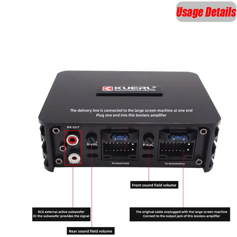 KUERL Stereo Audio Verstärker mit DSP und 4x60W Leistung in Schwarz für Android-Großbildschirme - Bild 4