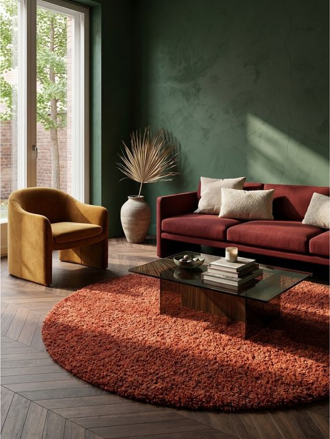 Runder Hochflorteppich Kadima Design in Orange, Durchmesser: 160 cm - Bild 1