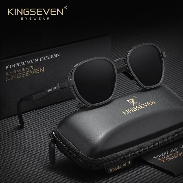 KINGSEVEN Sonnenbrille Rund, Vollrand, polarisiert, Unisex - Bild 1