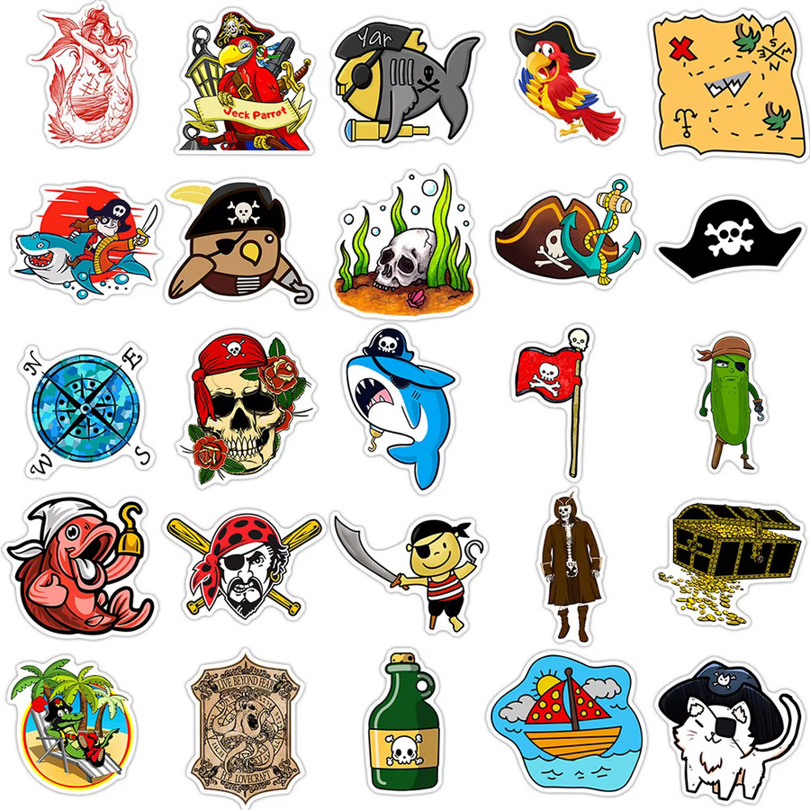 Disney Cartoon Piraten Kapitän Sailor Aufkleber Set in Multicolour für Skateboard, Notebook und Telefon - Bild 4