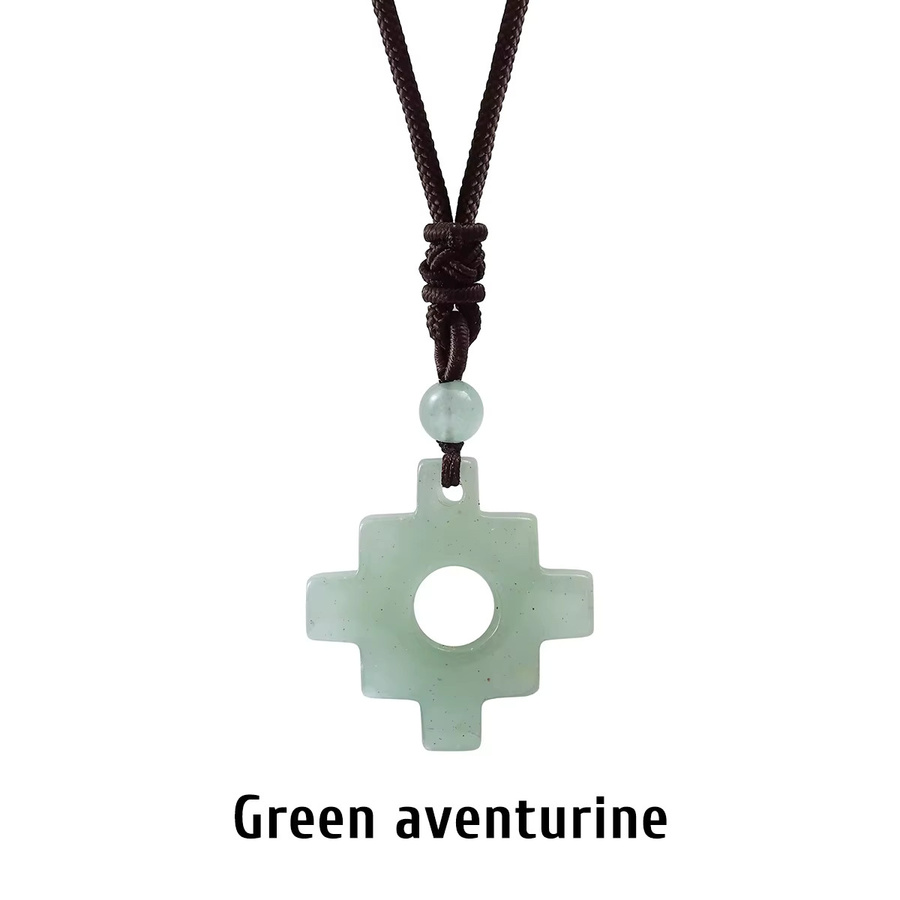 SANSWL Halskette Anhänger, Quarz Kristall Türkis Achat Aventurin, Unisex - Bild 1