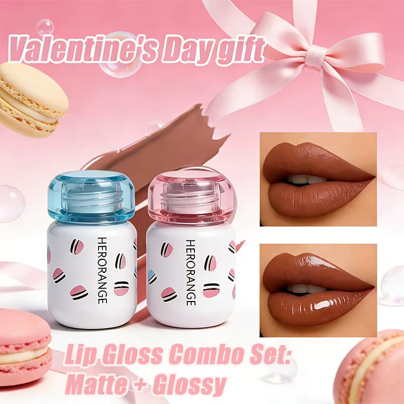 Herorange Dual-Finish Lippen-Set, Matt und Glänzend, Wasserfest - Bild 2