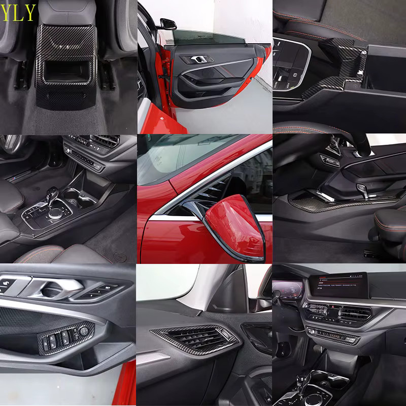 Cheya Dekorative Fensterheberrahmen Abdeckung in Carbon-Optik für BMW 1er und 2er Serie F40 F44 (2020-25), Schwarz, LHD - Bild 1