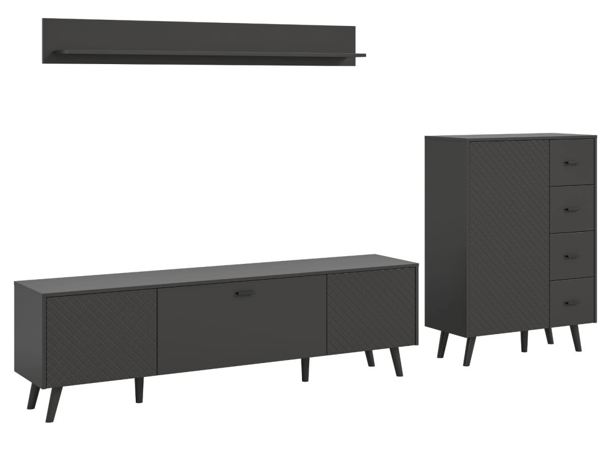 Wohnwand Madea von Inn.Furn in Grau Matt mit Lowboard und Wandelementen, Breite: 269 cm - Bild 4