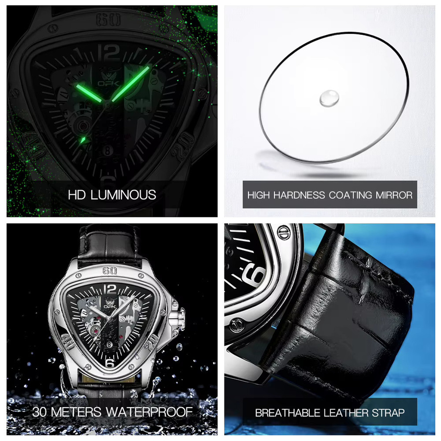 OPK Armbanduhr Quarz, Leder, Schwarz, Herren - Bild 5