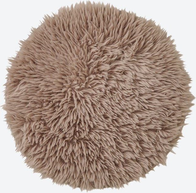 Rundes Kunstfell-Deckchen in Beige mit Durchmesser: 33 cm - Bild 1