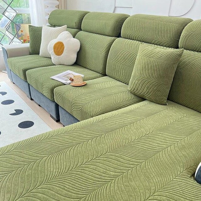 Wasserdichter Jacquard-Sofabezug von Binchi Outdoor Equipment für 4-Sitzer, elastisch, schmutzabweisend und kratzfest, Farbe: Grün - Bild 1