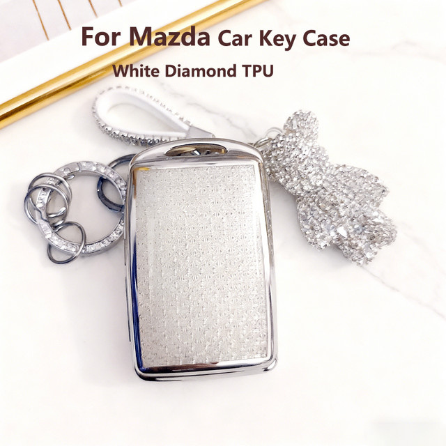 ICAR Smart Remote Autoschlüssel Etui White Diamond TPU Abdeckung für Mazda 3 Alexa CX4 CX5 CX8 CX-30 CX30 Farbe: Weiß - Bild 1