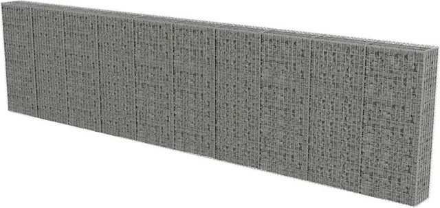 vidaXL Gabionenwand mit Abdeckung aus verzinktem Stahl in Silber/Grau, B/T/H: 600 x 30 x 150 cm - Bild 1